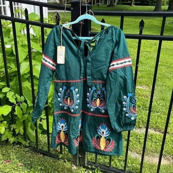 Anthropologie Let Me Be Embroidered Tunic Dress NWT -  threedaughtersproperties.com